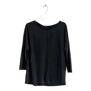 Zara W&B Collection Long Sleeve Dolman Top Faux Leather Trim Size L Gray thumbnail 2
