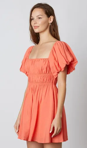 COTTON CANDY Coral Puff Sleeve Mini Dress thumbnail 2