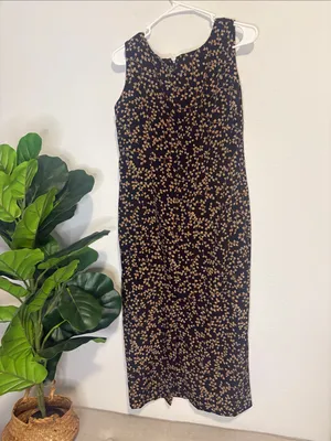 Vintage Leslie Fay Black Floral Sleeveless Midi Dress - Elegant Everyday Style thumbnail 4