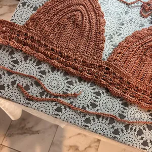 Women’s Handmade Crochet Bikini Top terracota thumbnail 3