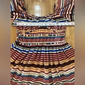 ZARA Like New Striped Midi Long‎ Sleeve Dress Medium Faux Corset Style Mu… thumbnail 6