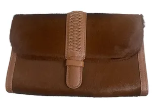 Grace Atelier de luxe ‎ Brown Clutch Bag Purse Snap Closure thumbnail 1