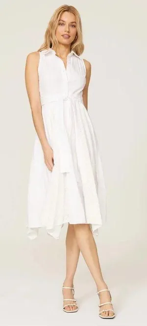 Marissa Webb White Cotton Poplin Sleeveless Button Front Collared Dress Size 6 thumbnail 1