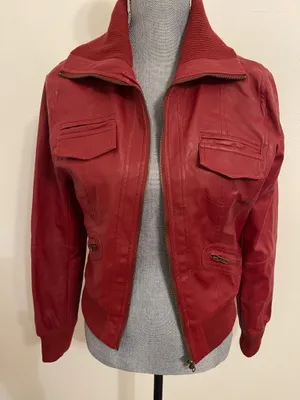 Zenana Red Faux Leather Jacket thumbnail 2