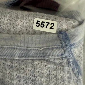 We The Free Free People Blue Burgundy Waffle Knit Thermal Top Small OB554554‎ thumbnail 8