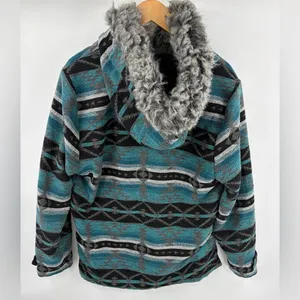 Outback Trading Co women’s Myra Aztec print faux fur lined hooded jacket sz L thumbnail 5