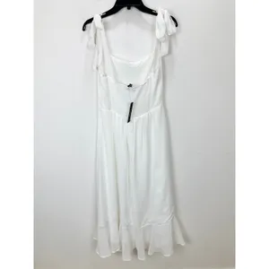 Lulus Summer Invite White Tie-Strap Tiered Midi Dress Wedding Bridal XL NWT thumbnail 12
