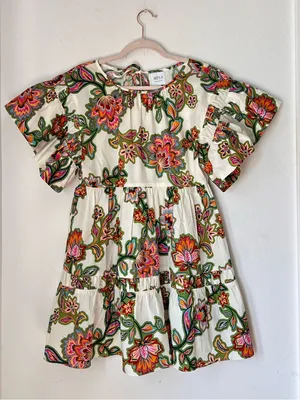 MISA Los Angeles Mabel Green Floral Mini Dress Botanical Print Flutter Sleeve XS thumbnail 3