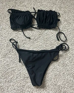 Strapless Black Bikini Set Shein thumbnail 1