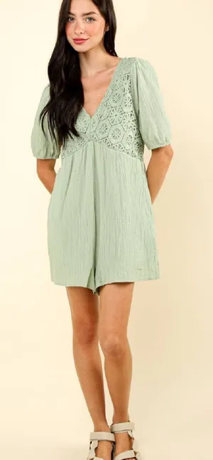 Sage Crochet-Detail Romper - Women's thumbnail 1