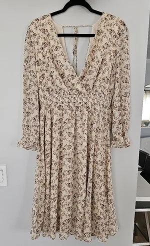 WDFMYS Floral Smocked Long Sleeve Dress Size L thumbnail 1