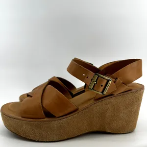 Kork Ease Ava Wedge Sandals Platform Ankle Natural Vachetta Leather Tan 9 thumbnail 4