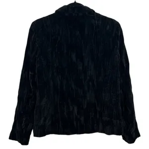 VTG Coldwater Creek Black Crushed Velvet Textured Whimsigoth Blazer Jacket Med‎ thumbnail 2