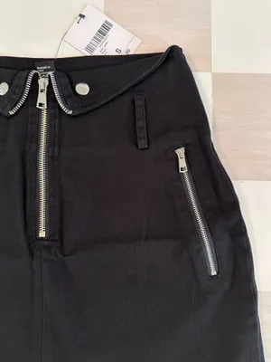 black silver zip front mini skirt grunge whimsigoth punk emo skater pencil witch thumbnail 3