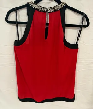 XOXO M woman halter Top red/ black. Rhinestone embellishment thumbnail 4