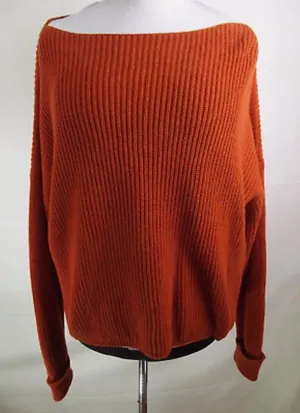 French Connection Womens burn Orange Knit Long Sleeve Sweater Stretch Top Size M thumbnail 1