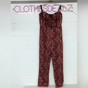 Rtr sz0 Katie May Venus Jumpsuit red wine lace gold shimmer metallic skinny 1 PC thumbnail 5