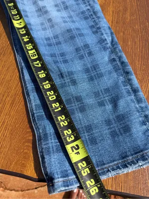 American Eagle Mom Straight Jeans Women 12 Short Blue Plaid Stretch thumbnail 7