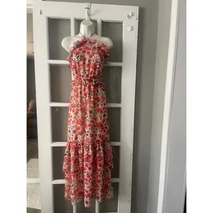 Misa Los Angeles Gia Floral Halter Dress Size Small Maxi Chiffon Tiered thumbnail 11