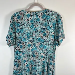 Sahalie Collection Floral Midi Dress V Neck‎ Short Sleeve Smocked Waist Sz 16 thumbnail 9