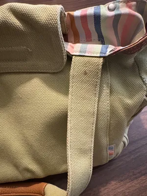 Fossil VINTAGE Canvas Tote Bag in Light Green with Leather Trim thumbnail 7
