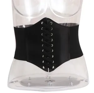 NEW Black Faux Leather Lace-Up Corset Waist Belt Goth Witch Halloween Costume Outfit thumbnail 6