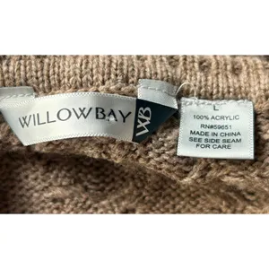 Willow Bay Cowl Neck Cable Knit Sweater Women's L Beige thumbnail 3