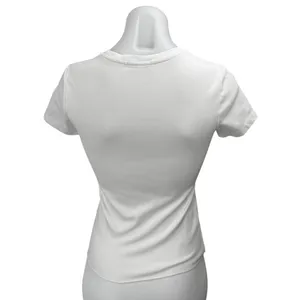 WeWoreWhat Women's White Short Sleeve Slim Fit Crew Neck T Shirt Tee Top Size M thumbnail 2