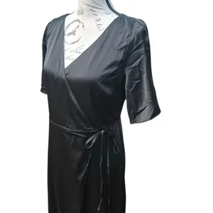 Baltic Born NWOT Vara Satin Maxi‎ Wrap Dress Black Evening Cocktail Size Small thumbnail 4