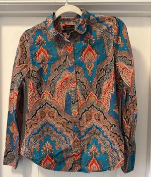 J. Crew Colorful Paisley Long Sleeve Button Down Shirt Size 6 thumbnail 1