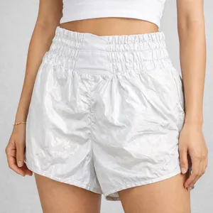 FP Movement by Free People Iridescent Light Silver Ruffle-Waist Athletic Shorts thumbnail 1
