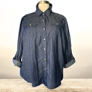 NWT!Blue Sparkles Pocket Snap Up Cuffed Sleeves Size 3X thumbnail 2