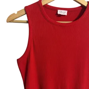 Le Lis Sleeveless Ribbed Bodysuit Womens M Red One Piece Tank thumbnail 5