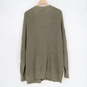 American Eagle Outfitters Cardigan Sweater Womens Large Olive Green Knit Ribbed thumbnail 4