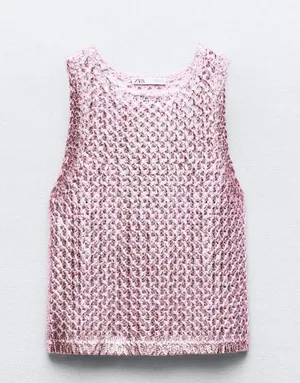 ZARA Foil Knit Top thumbnail 1