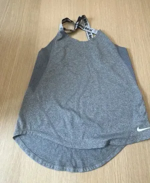 Nike Dri Fit Just Do It Tank Top Women's Size Small Gray/Black Band Logo thumbnail 1