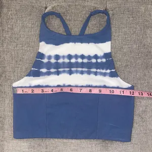 Aerie Offline Blue and White Tie Dye Longline Sports Bra thumbnail 4