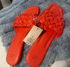 a new day Bright Red Woven Sandals thumbnail 1