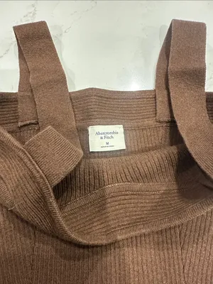 Abercrombie & Fitch Brown Ribbed sweater straight‎ neck bodysuit thong NWT thumbnail 3