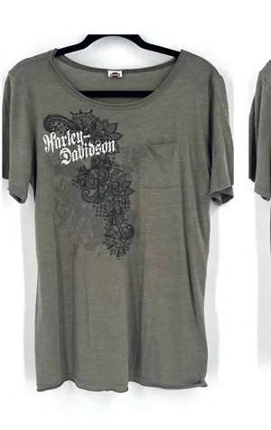 Harley Davidson women’s NY Floral Pocket T Shirt Large ‎ 1,000 Islands 2016 thumbnail 1