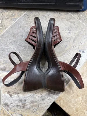 Dansko Brown Leather Slingback Sandals EU 38 Boho Comfort Wedge Platform thumbnail 8