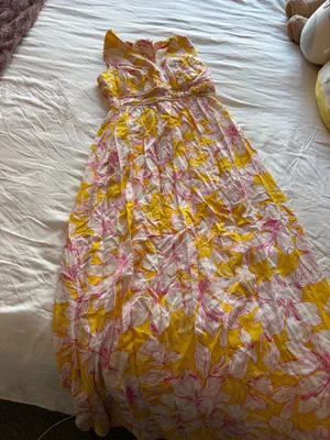 Japna Yellow Floral Sleeveless Smocked Maxi Dress thumbnail 2