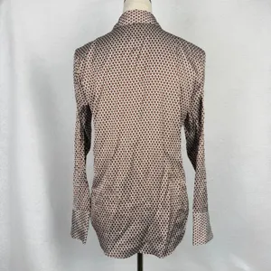 Abercrombie & Fitch Button Up Shirt Womens Small Geometric Satin Brown Office thumbnail 4
