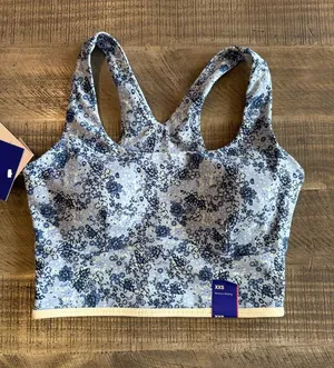 Joylab blue floral sports bra- size XXS thumbnail 1