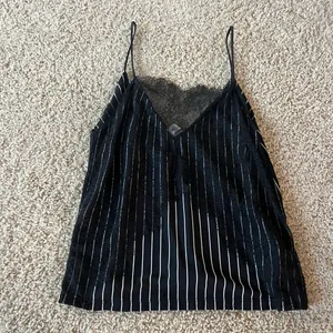 ZARA Black and White Striped lace cami Top never worn thumbnail 2