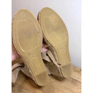 Gaimo Tan Suede Espadrille Wedges Ribbon Ankle Tie Made in Spain EU 37 thumbnail 10