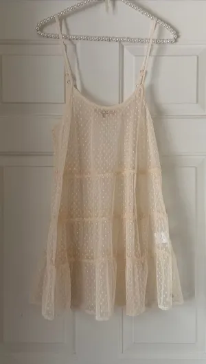 Chelsea & Violet Cream Swiss Dot Tiered Mesh Top Extender thumbnail 1
