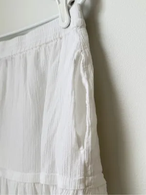 Talbots Crinkle Gauze Tiered Midi Skirt Womens M White Lined Peasant Cottage thumbnail 5