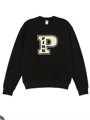 Victoria's Secret PINK Black Fleece Crewneck Sweatshirt Size Medium thumbnail 2