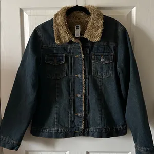 Gap Vintage 2003 Sherpa Lined‎ Jean Jacket Fleece Blue Denim Trucker Style Y2K thumbnail 1